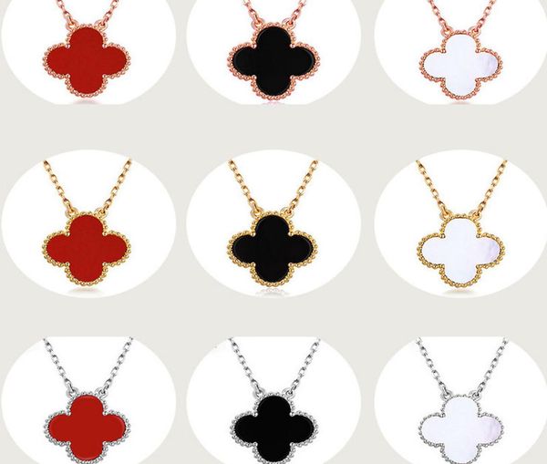 

whole s925 sterling silver female necklace pendant 2019 clover necklace female red black agate simple clover clavicle chain4161940