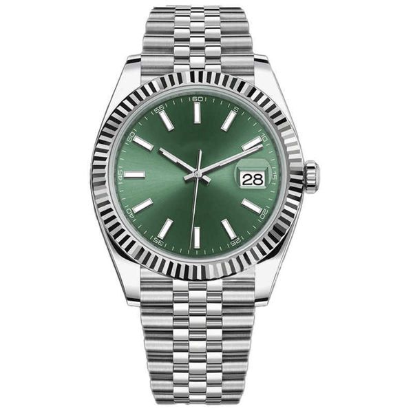 

green 2022 watch face automatic mens mechanical watches full stainless steel traditional strap super luminous waterproof wristwatch, Slivery;golden