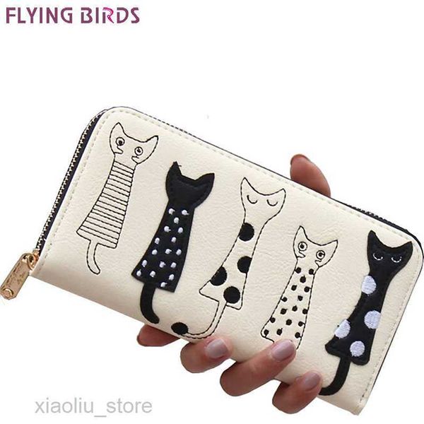 

money clips flying birds 2022 women wallets leather wallet long style dollar price women bag card holder cartoon cat coin purse ls8723fbhkd2, Black