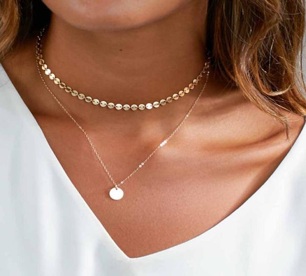 

gold coin multilayer necklace set for women charm choker pendant necklace bohemian beach party statement vintage jewelry christmas7368974, Golden;silver