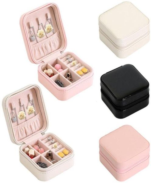 

travel jewelry box organizer pu leather display storage case for necklace earrings rings small jewellery holder gift cases4507672, Black;white
