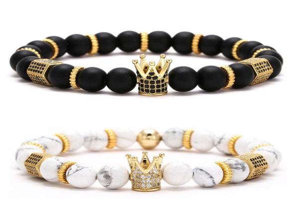 

mens crown bracelet men jewelry women bracciali stone beads bracelet braclets bracelete accesorios hombre bracciale armbanden5635034, Black