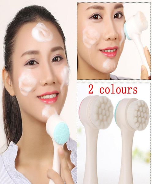 

professional brush tool twosided silicone wash face brush facial pore cleanser body cleaning skin massager beauty spa facial care7031065