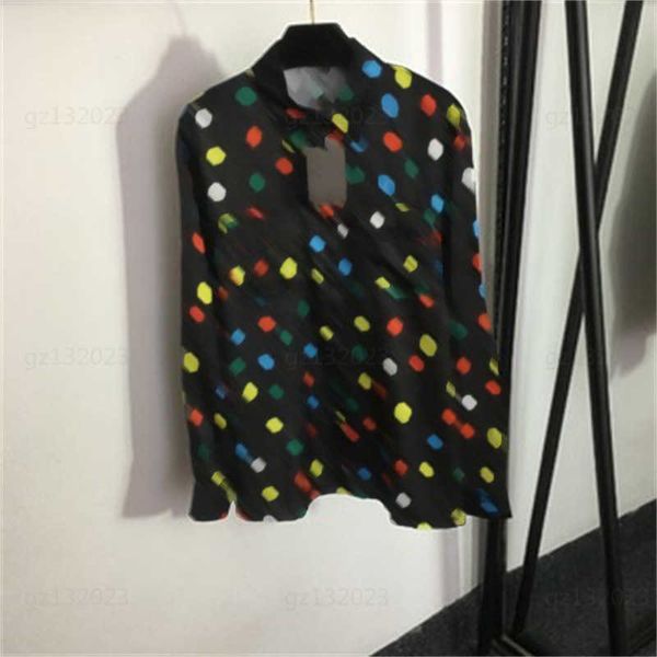 

2023 spring summer shirts designer women old flower logo polka dot print lapel long sleeve fashion casual shirt black white button down shi