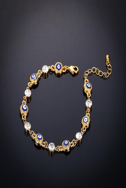 

fashion jewelry 7 turkish blue eye bracelet gold color plated never faded blue evil eye crystal charm bracelets for women8188125, Black
