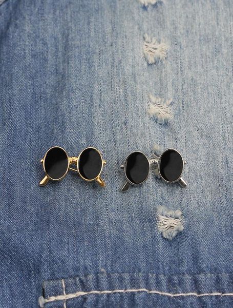 

mini sunglasses enamel pins cartoon mini glasses badges custom brooches bag men shirt clothes lapel pin punk cool sunglasse jewelr1379758, Gray