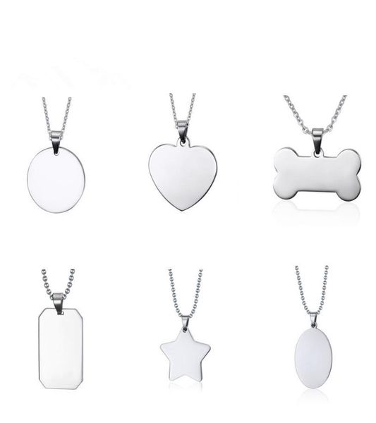 

fashion stainless steel necklaces for women and men creative bone star heart shaped blank dog tag pendant necklace jewelry gifts8134656, Silver