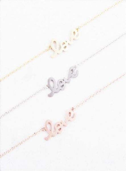 

fashion shapes of letters goldcolor love plated necklace pendant necklace for women gift whole3771387, Silver