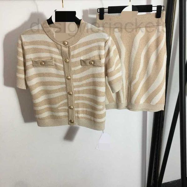 

women's two piece pants designer 2023 spring pieces sets crew neck empire apricot button long sleeve short re7d, White