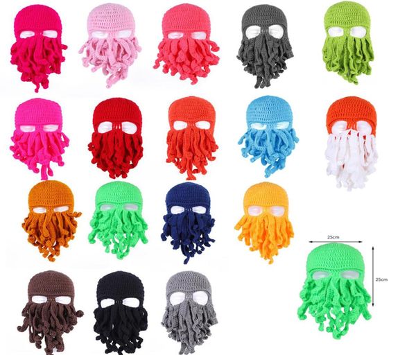 

novelty handmade funny tentacle ocs hat crochet cthulhu beard beanie men039s women039s knit wind mask cap halloween anim3563937, Yellow