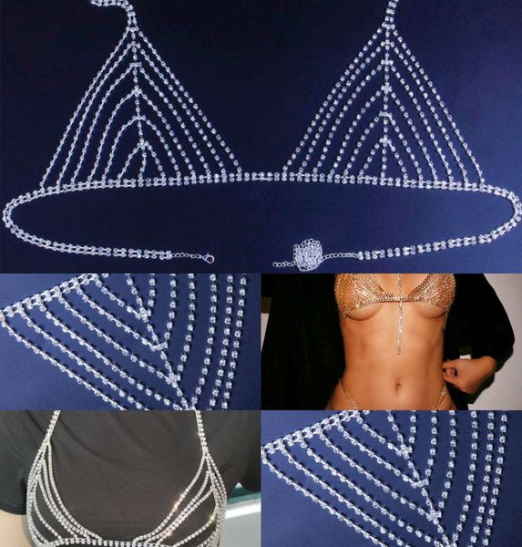 

lady ins same suit exaggerated rhintone bikini body chain bodychain5769734, Silver