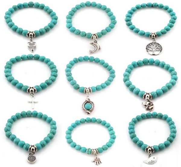 

natural stone elephantowllife treebirdcross charms bracelet for women animal bracelet jewelry whole support fba drop shipp2471096, Black