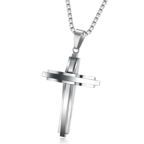 

men stainless steel cross pendant necklaces men religion faith charm titanium steel chain for women fashion jewelry gift9728085, Silver