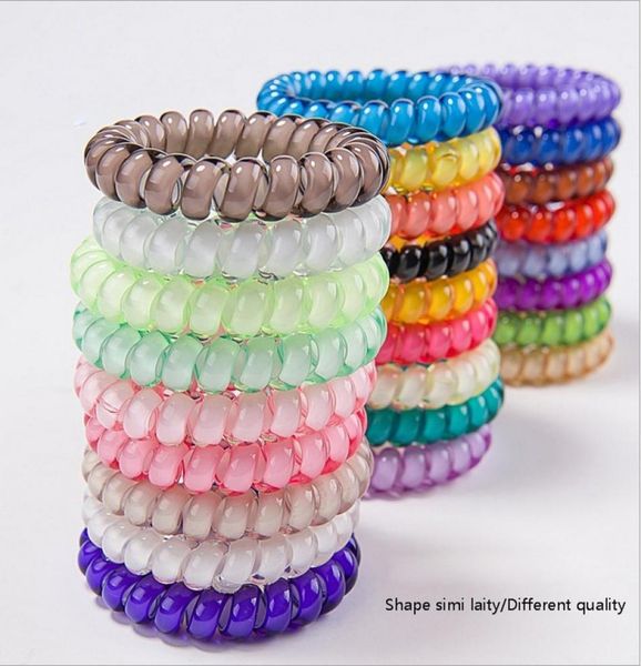

26 colors fashion telephone line elastic hair bands hair spring rubber hairrope ties hair ring wear access diameter women pony ta1517396, Pink