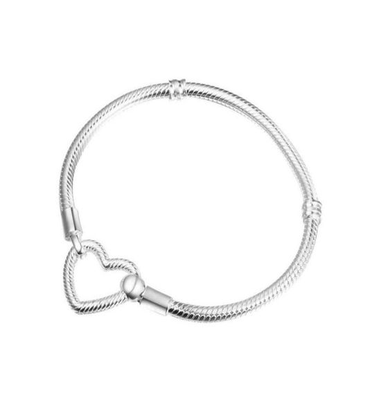 

moments heart closure chain bracelet fits european bead sterling silver jewelry woman wedding bracelets for making5622960, Black