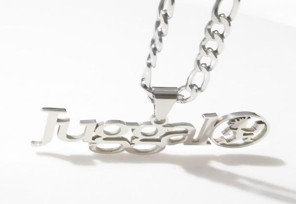 

mens jewelry punk silver letter juggalo pendant necklace stainless steel icp hatchetman charms chain 4mm24 inch7806159