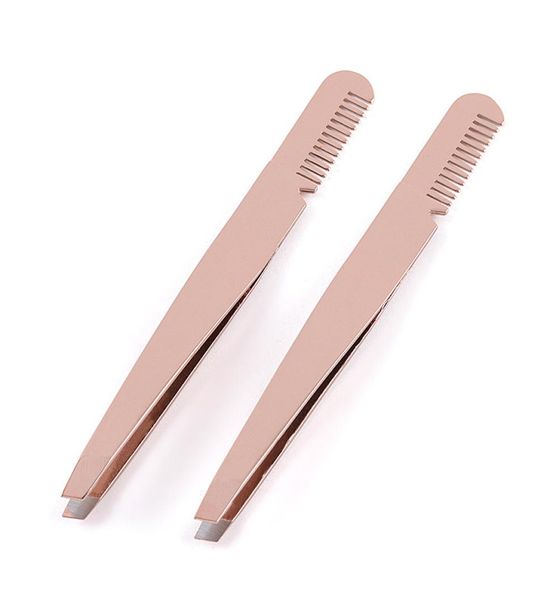 

stainless steel eyebrow tweezers clipper with brow comb eyebrow clip eyelash tweezers rose gold beauty tool4117024