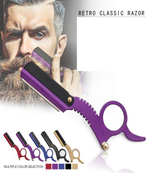 

stainless steel manual razors straight edge barber razor vintage classic travel home barber razor beard shaving hair removal tools1368149