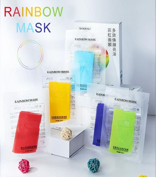 

5pcsbox five color rainbow facial mask multieffect moisturizing brightening colorful rainbow masks set face care mask3058754