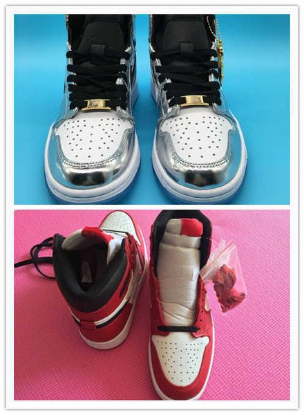 

1 i high og red silver men basketball shoes 1s sneakers sports outdoor trainers with box size 8-13, Black