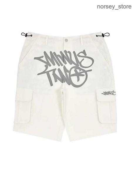

american work shorts trendy mini two pocket high waisted straight leg printed hip-hop cortez y2k pants pc3h, White;black