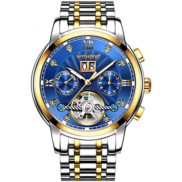 

parkas doit men automatic tourbillon wristwatch skeleton mechanical watches luminous waterproof sport male clock relogio masculino, Black