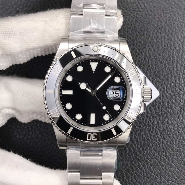 

watch classic mes black submariner watches ceramic 40mm 2813 movement mechanical luminous sport waterproof wristwatches original reloj lf, Slivery;golden
