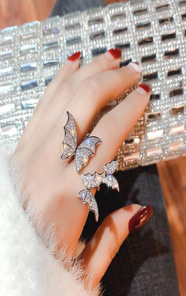 

three butterfly crystal rings for women 2021 open adjustable shine rhinestone ring weddings party jewelry gifts1244169, Silver
