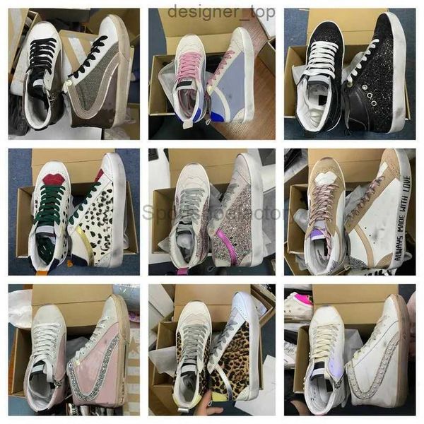

italy 2023 goldens high r shoes sandal fashion mid star casual shoe lace-up sneakers metallic distressed sneakers gooseitys, Black
