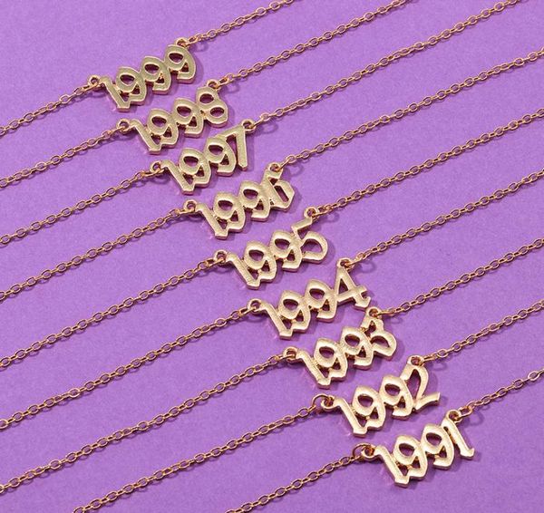 

19912005 date necklace birth year pendant necklace chain jewelry men women choker birthday gifts bijoux5497079, Silver