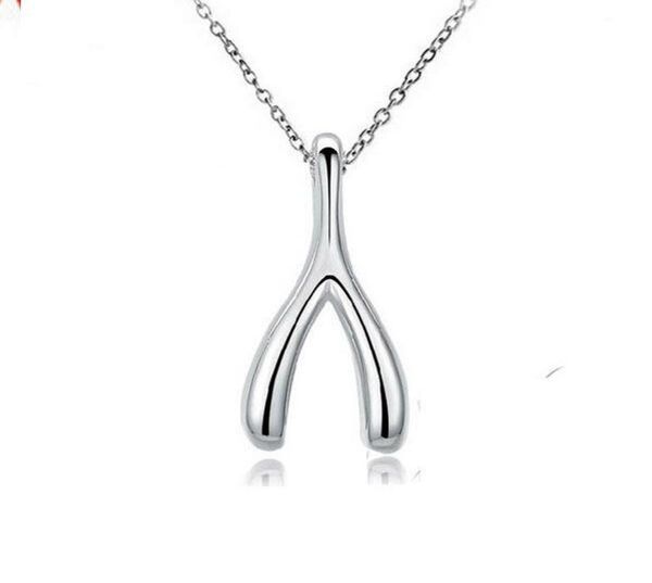 

vintage wishbone maxi necklace for women wedding jewelry contracted style collarbone chain8783132, Silver