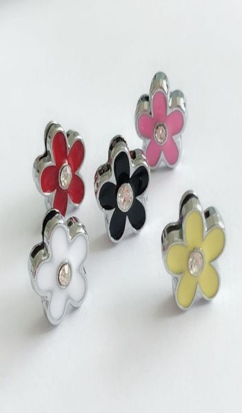 

30pcs mixed color 8mm enamel flower slide charms letters diy accessories fit 8mm wristband pet dog name collars belts phone strips6222316, Bronze;silver