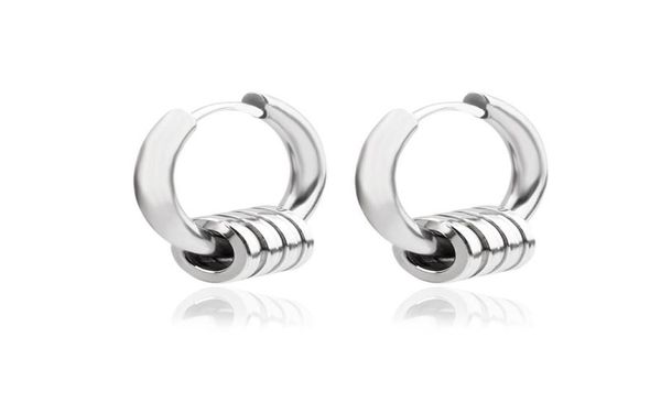 

stainless steel circle beads huggie hinged hoop earrings hip hop jewelry gift round dangle drop earrings for men women4307095, Silver