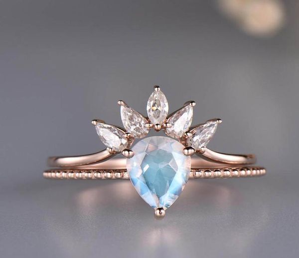 

925 sier sterling 6x8mm natural blue moonstone sets stone ring of moon for the feminine gift1291361, Golden;silver
