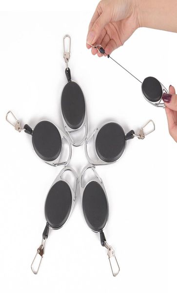 

retractable pull string key chain with clips anti lost key ring alloy plastic safty outdoor sports vintage keychain black1909451, Silver