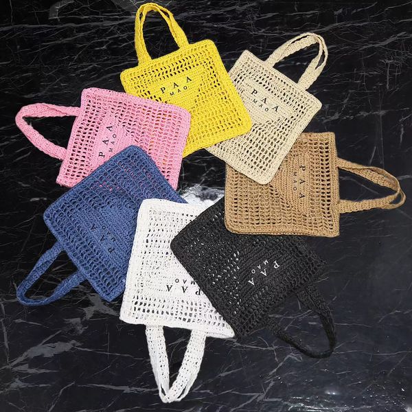 

2023 french straw woven women's bag wine coconut fiber embroidery hollow tote bag spring/summer new holiday handmade straw