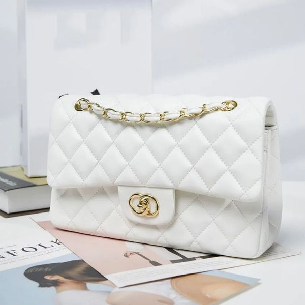 

white designer bag shoulder bags cf silver sling bag classics flap luxurys handbags caviar thread purse double letters solid hasp waist squa