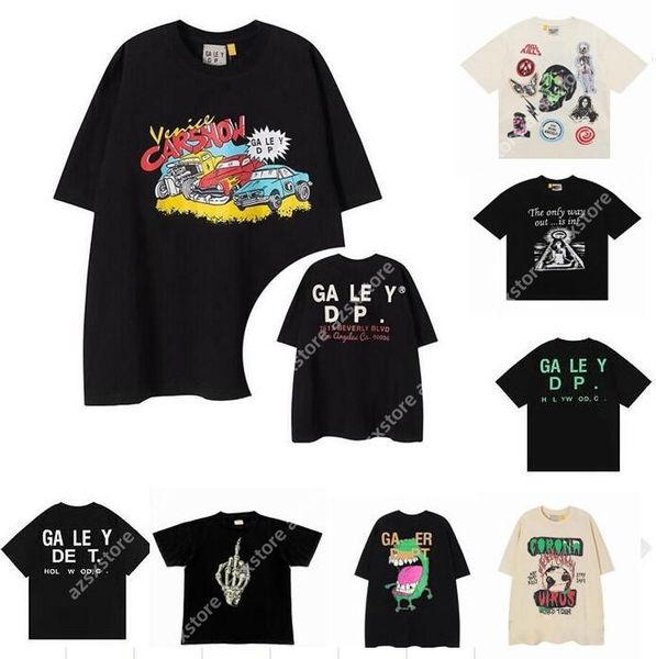 

2023 galleryes t shirt depts mens tshirt designer fashion pure cotton t shirt womens high street luxury loose classic print couples clothes, White;black