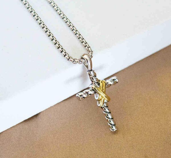 

dy cross double x necklaces thread pendant classic necklace button6126783, Silver
