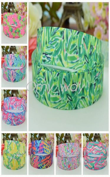 

78quot22mm lilly flowers butterfly printed grosgrain ribbon hairbow party decoration diy handmade whole oem 50yd1196495, Slivery;white
