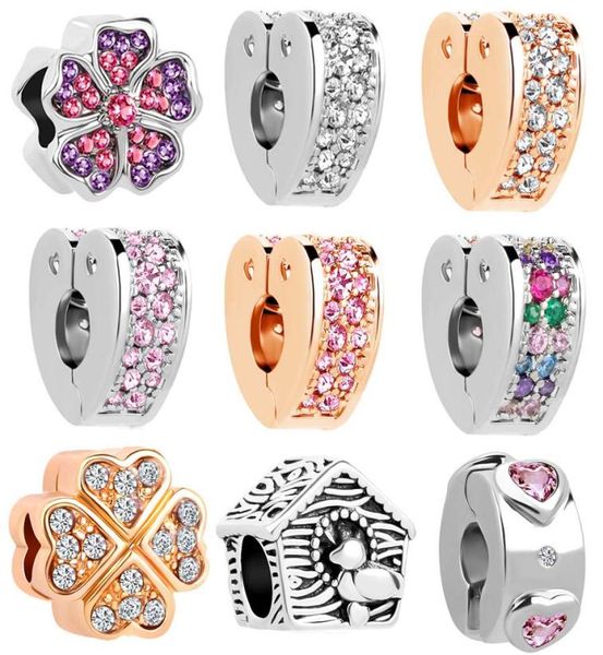 

2018 new 1pc silver rose gld rainbow arcs of love spacer clip bead fits european charm bracelets diy j0311278872, Black