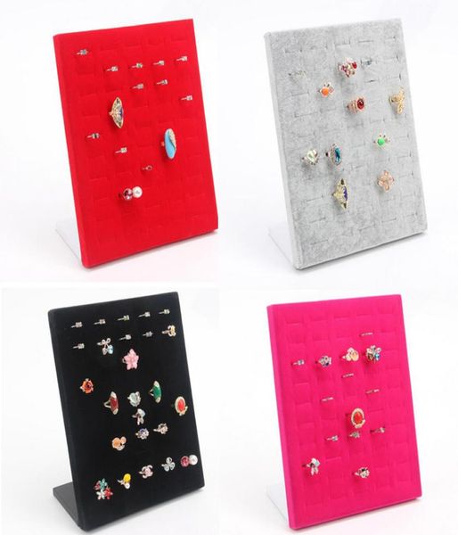 

new l shape finger ring jewelry display stand shelf showcase rings holder rack stock jewelry organizer key ring keychain storage3212551, Black