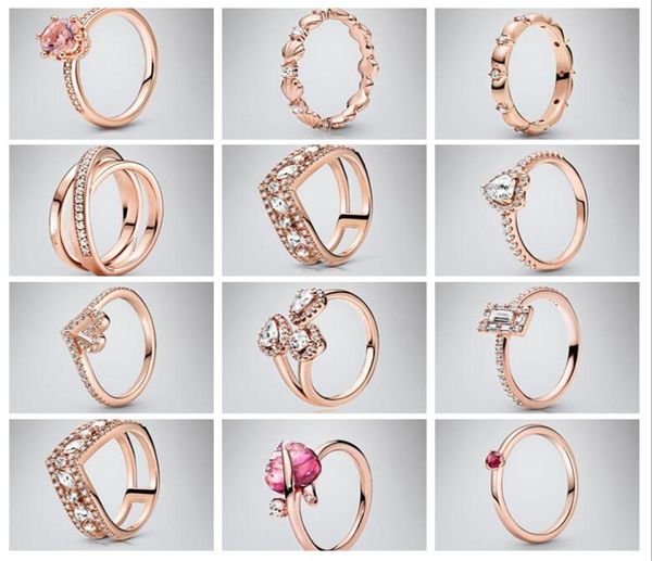 

rose gold lovers ring cz diamond jewelry for pandora 925 sterling silver sparkling ed lines women rings with ori5316197