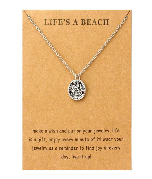 

sand dollar starfish seahorse necklace sea horse conch shell ocean waves sea turtle fish shark pendants necklaces women jewelry3318464, Silver