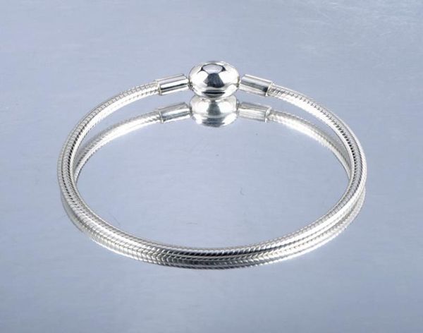 

925 sterling silver 18k gold chain bracelets round bead -shaped fit charms bead wedding bangle bracelet jewelry gift for women5760381, Black