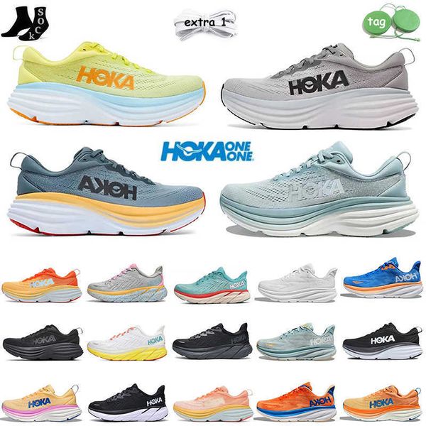 

hoka bondi 8 running shoes hokas clifton 8 9 outdoor sports hokas womens mens white black coastal sky vibrant orange shifting sand airy carb