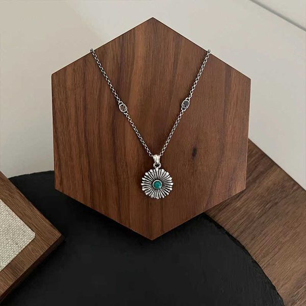 

new sterling silver used oiled sunflower necklace turquoise fashion jewelry