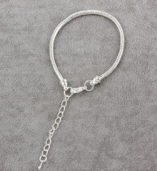 

classic diy 925 silver plating chain bracelets fit europen charms beads lobster clasp bangles accessories jewelry 50pcs2320434, Black