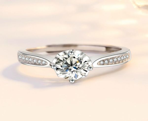 

1ct brilliant moissanite diamond ring sterling silver 925 women039s ring adjustable size wedding engagement ring couple rings j9068493, Golden;silver