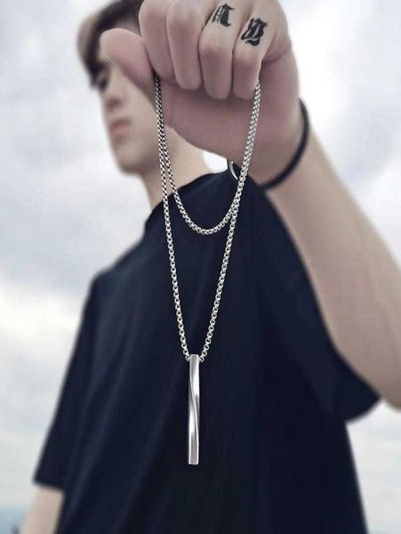 

2021 fashion new black rectangle pendant necklace men trendy simple stainless steel chain men necklace jewelry gift3785351, Silver